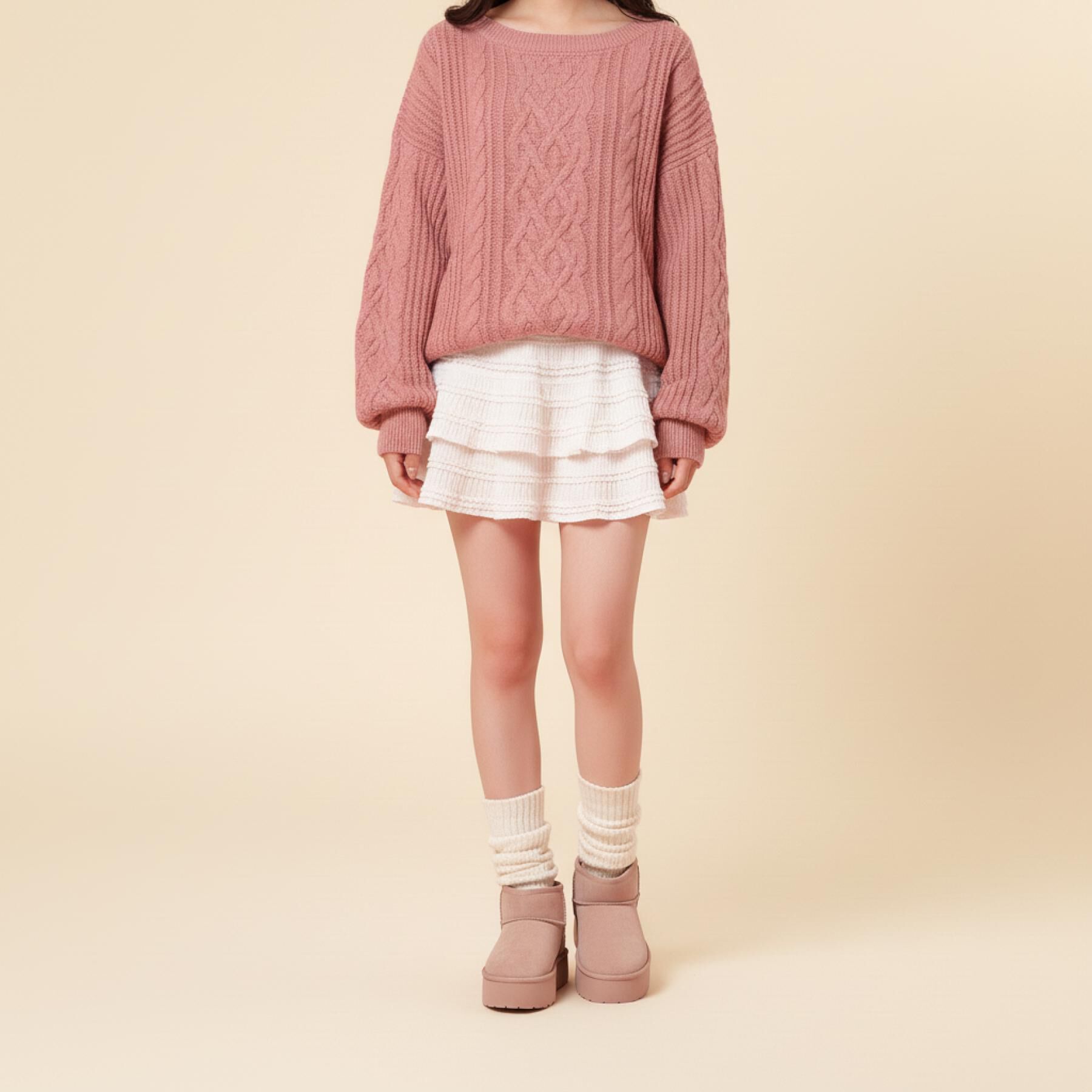 csT&P「厚底プレーンフェイクムートン」|ショートブーツ|