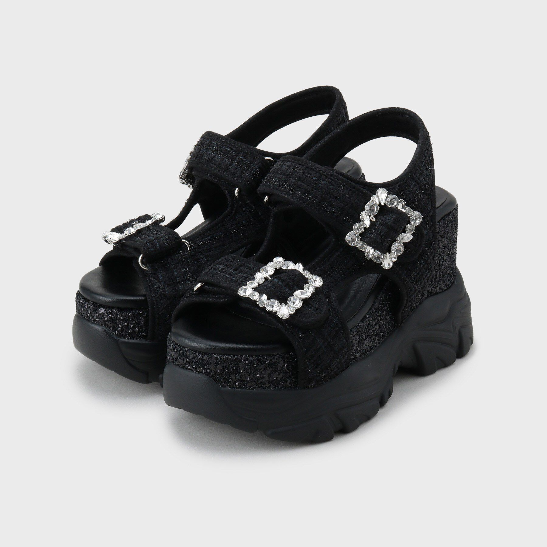 ESPERANZA「ツイードWビジュースニーカーソールサンダル」|サンダル|