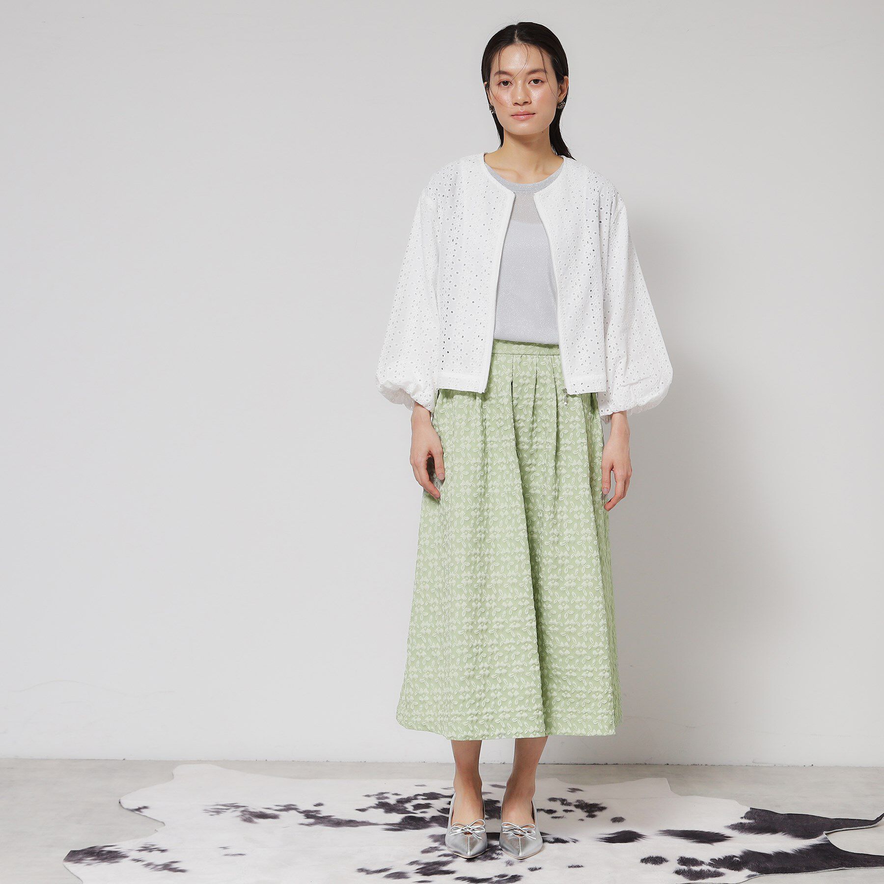 SunaUna「【花柄ジャカード／ふんわり】タックフレアスカート」|スカート|