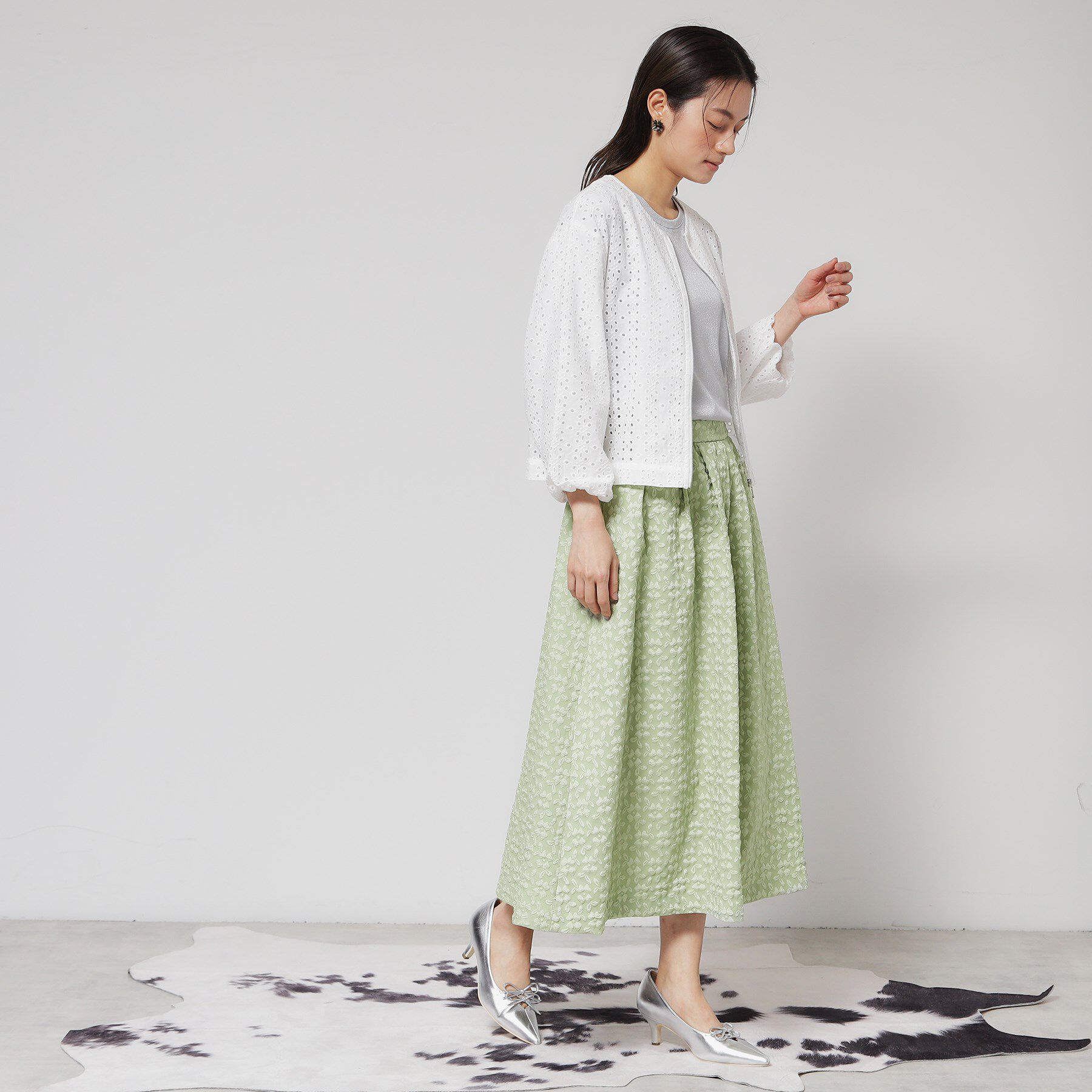 SunaUna「【花柄ジャカード／ふんわり】タックフレアスカート」|スカート|