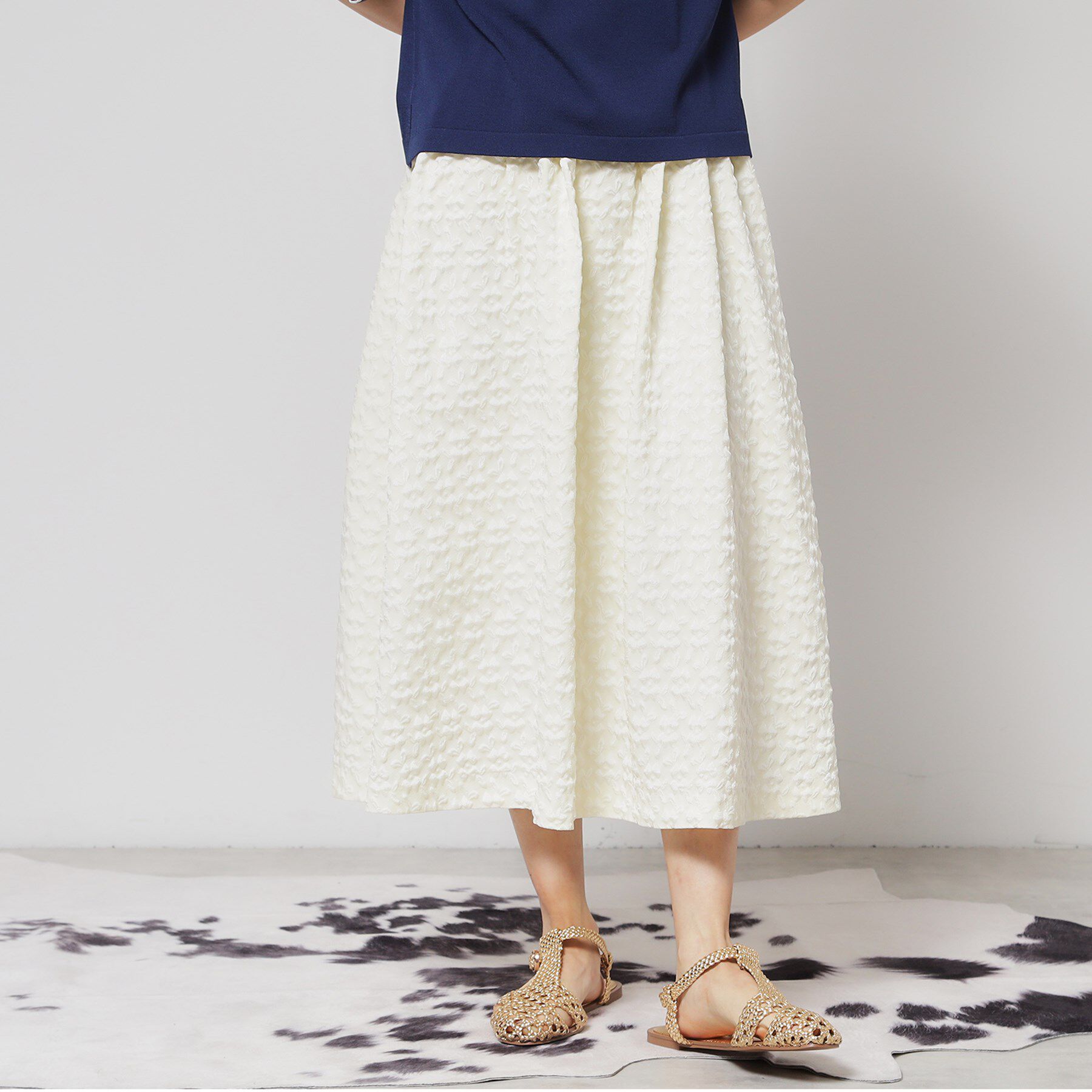 SunaUna「【花柄ジャカード／ふんわり】タックフレアスカート」|スカート|