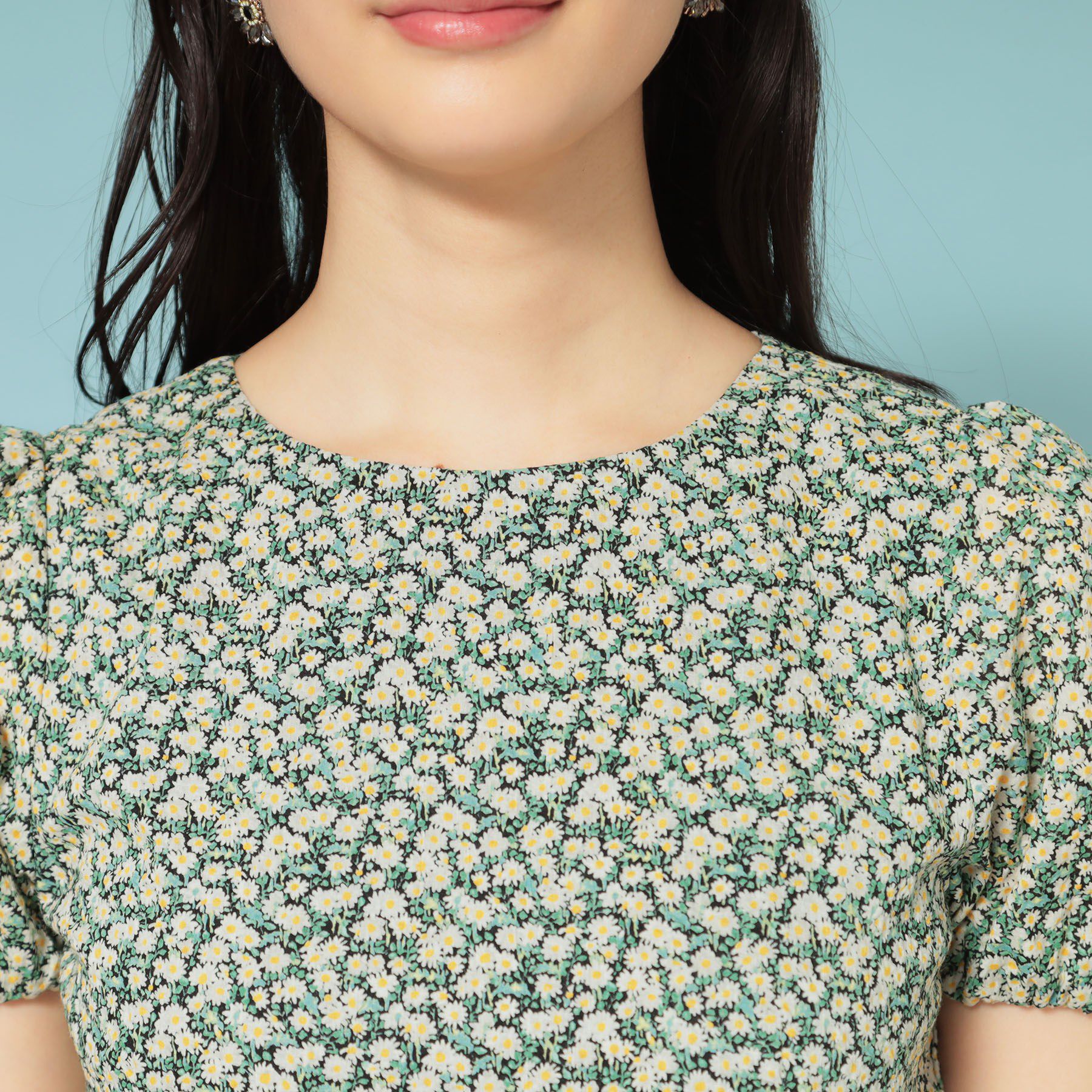 SunaUna「【花柄】パフスリーブワンピース」|ワンピース|