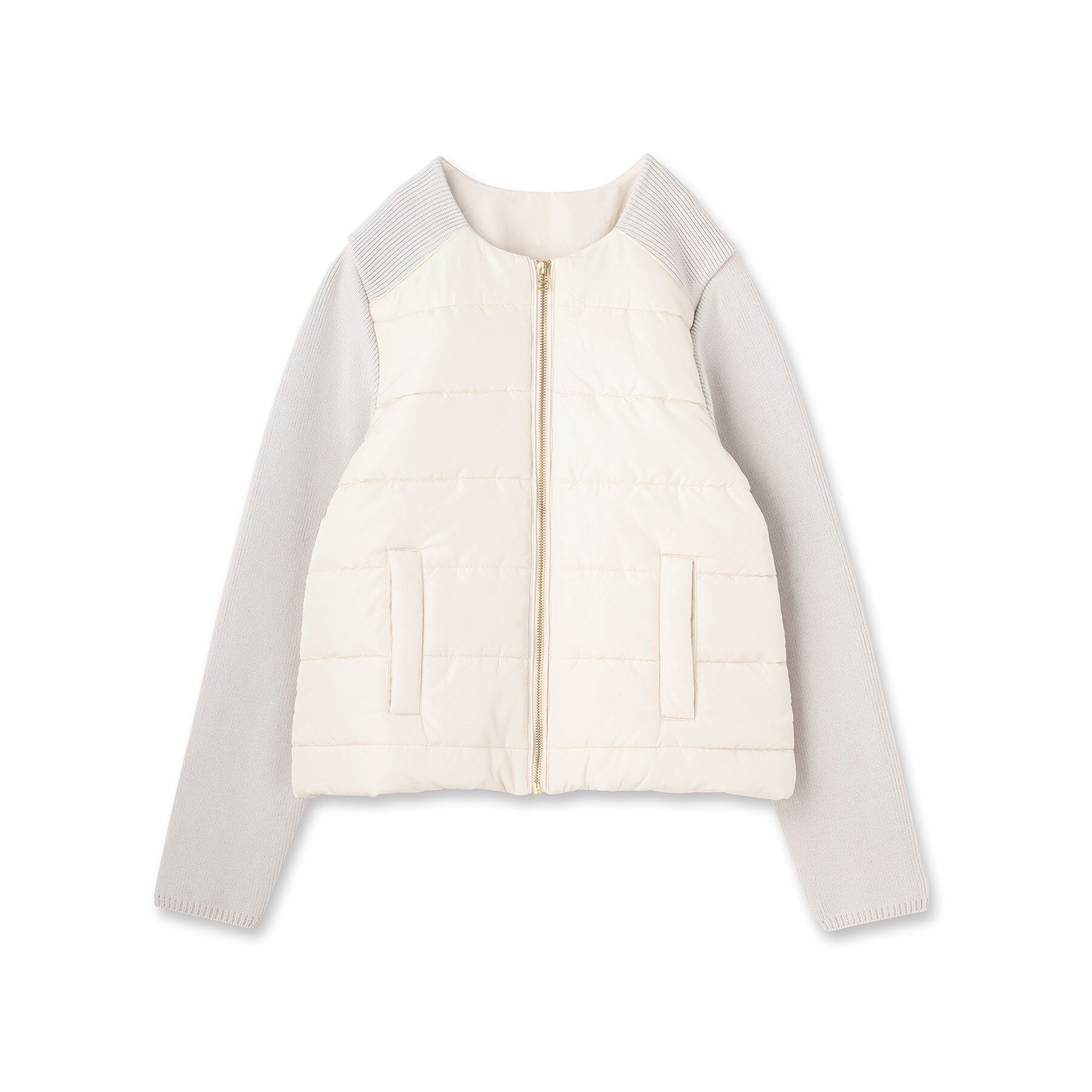 SunaUna「【中綿／キルト】ノーカラーブルゾン」|ノーカラージャケット|