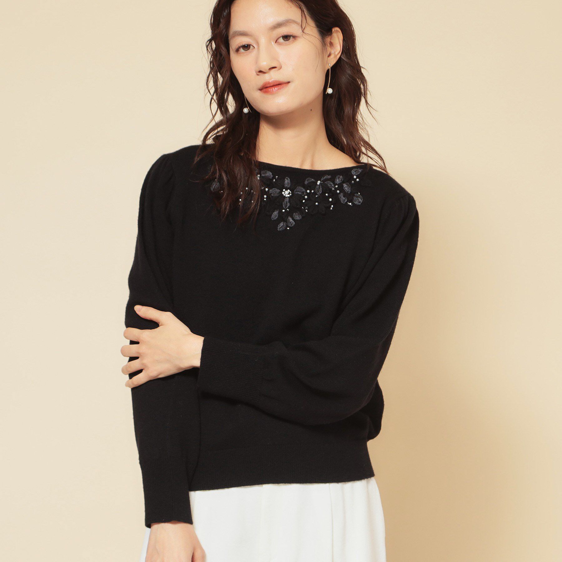 SunaUna「【上品/華やか】クラフトニット」|ニット・セーター|ブラック(019)