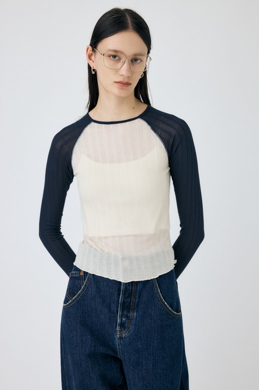MOUSSY「BROAD RIB ラグラントップス」|Tシャツ・カットソー|O/WHT1
