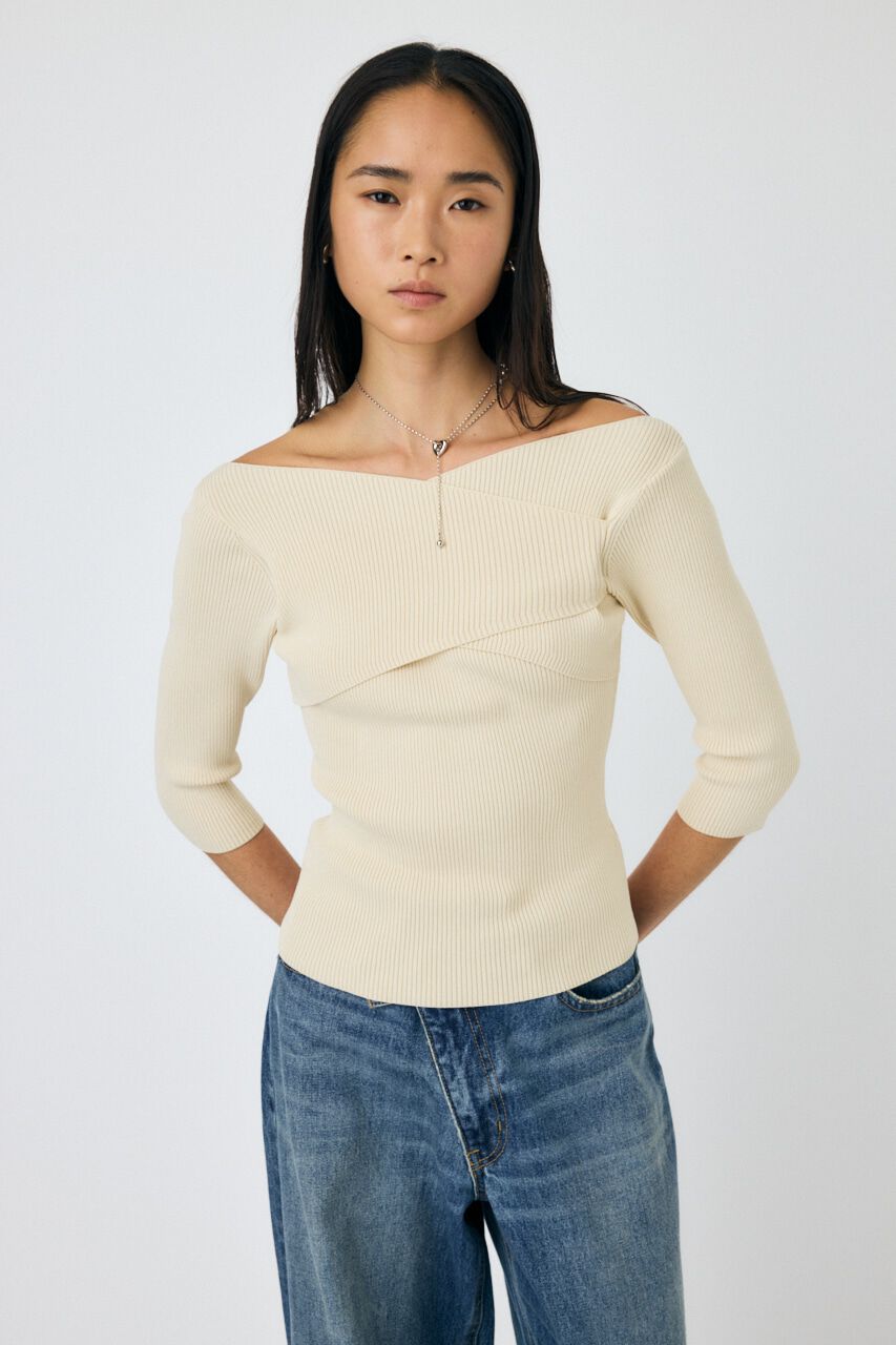 MOUSSY「CROSS OFF SHOULDER ニットトップス」|ニット・セーター|IVOY3