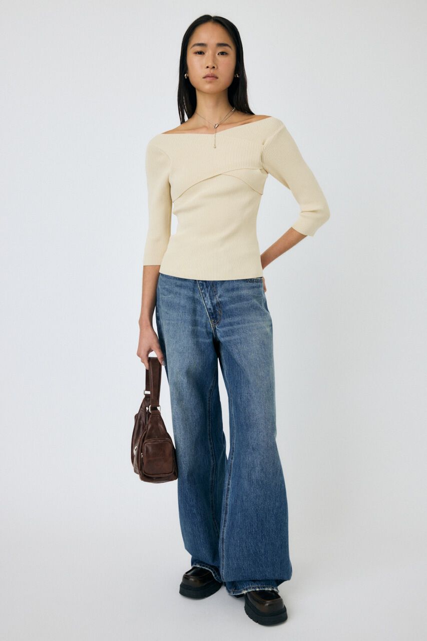 MOUSSY「CROSS OFF SHOULDER ニットトップス」|ニット・セーター|