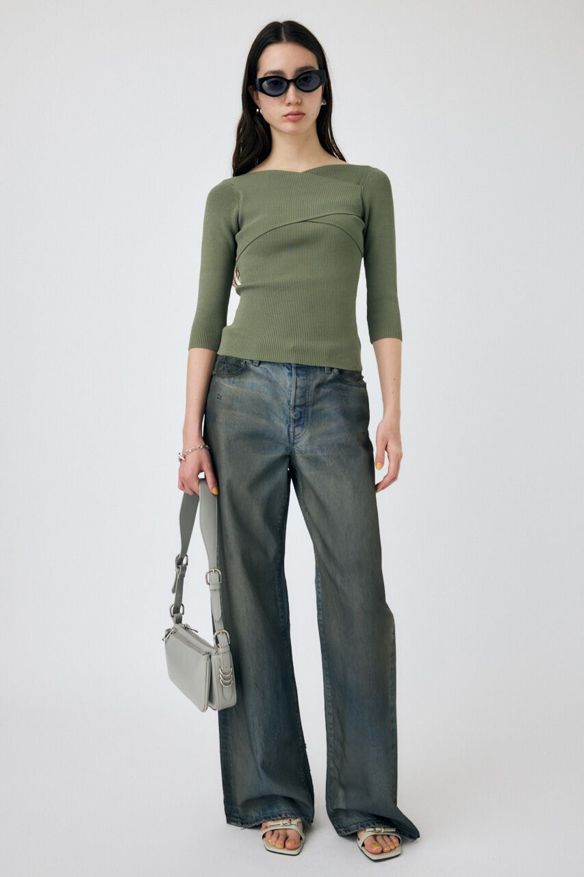 MOUSSY「CROSS OFF SHOULDER ニットトップス」|ニット・セーター|