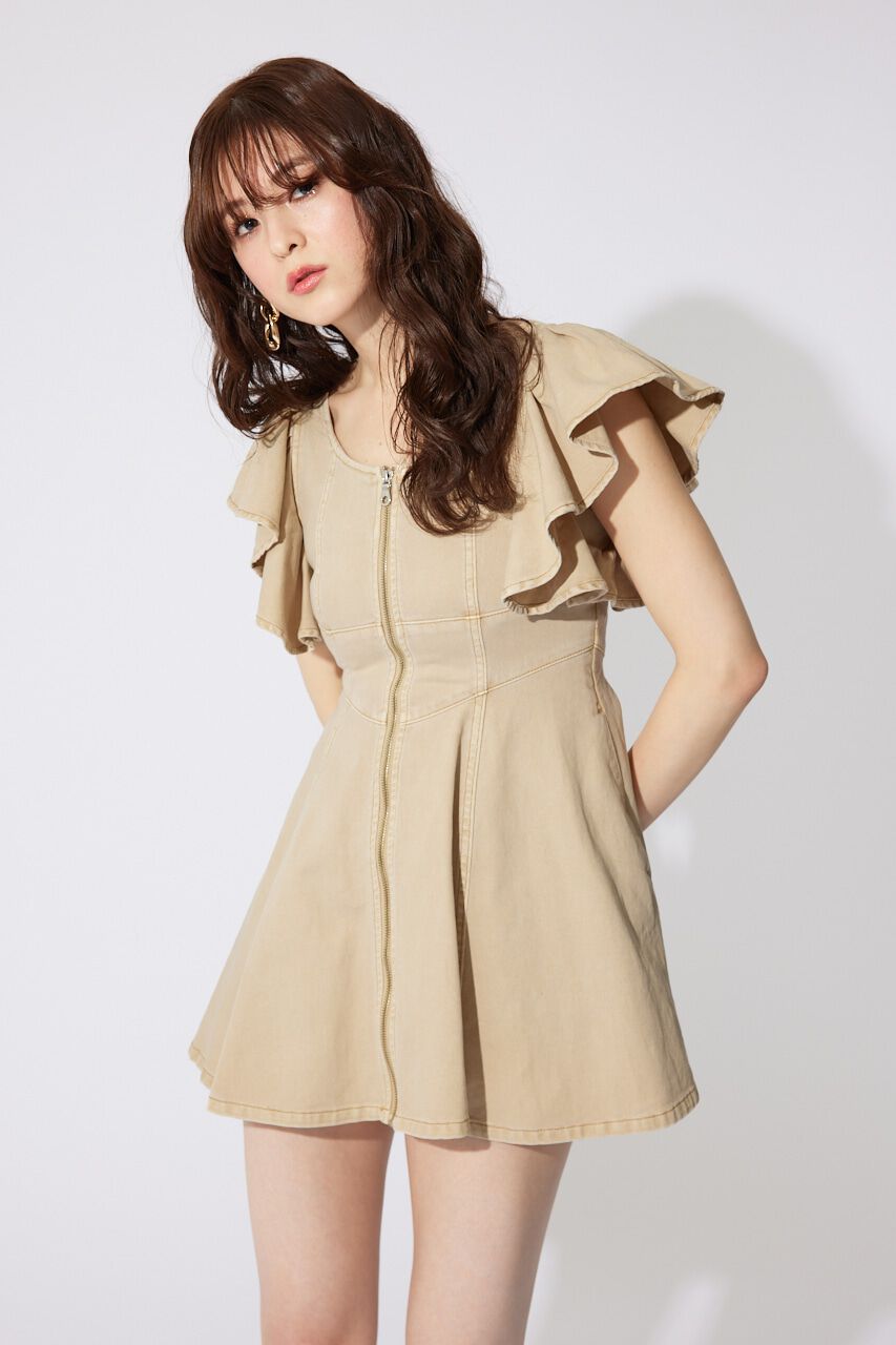 rienda「フリルスリーブミニワンピース」|ワンピース|