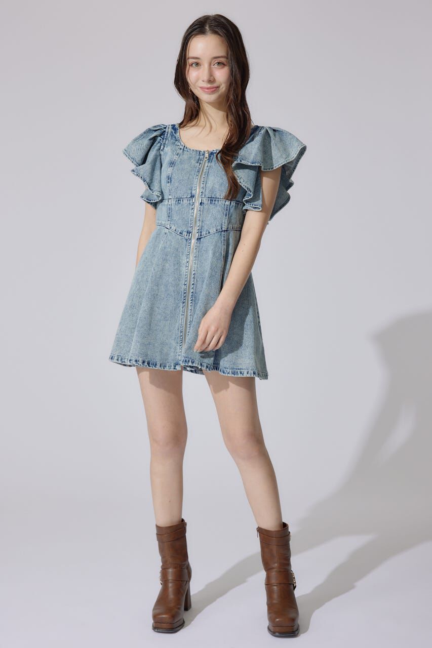 rienda「フリルスリーブミニワンピース」|ワンピース|