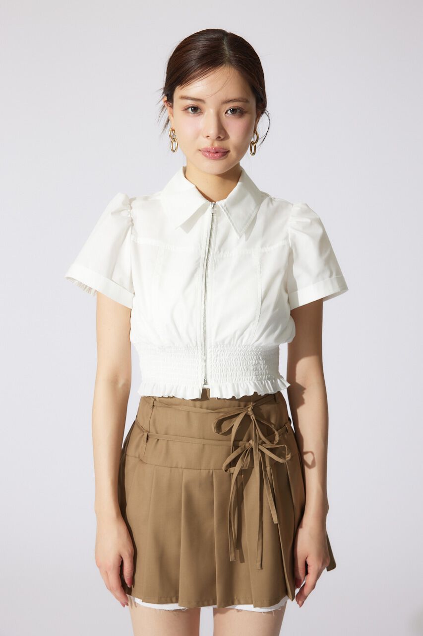 rienda「ウエストシャーリングZIPブラウス」|シャツ・ブラウス|