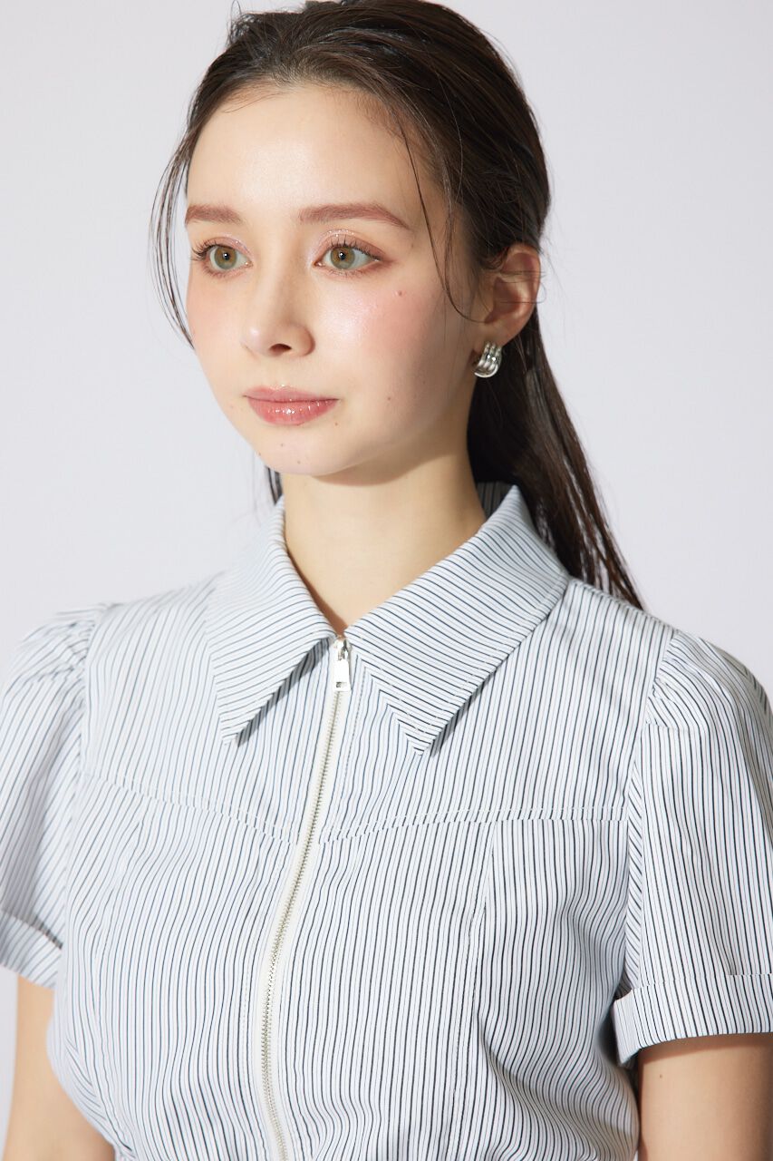 rienda「ウエストシャーリングZIPブラウス」|シャツ・ブラウス|