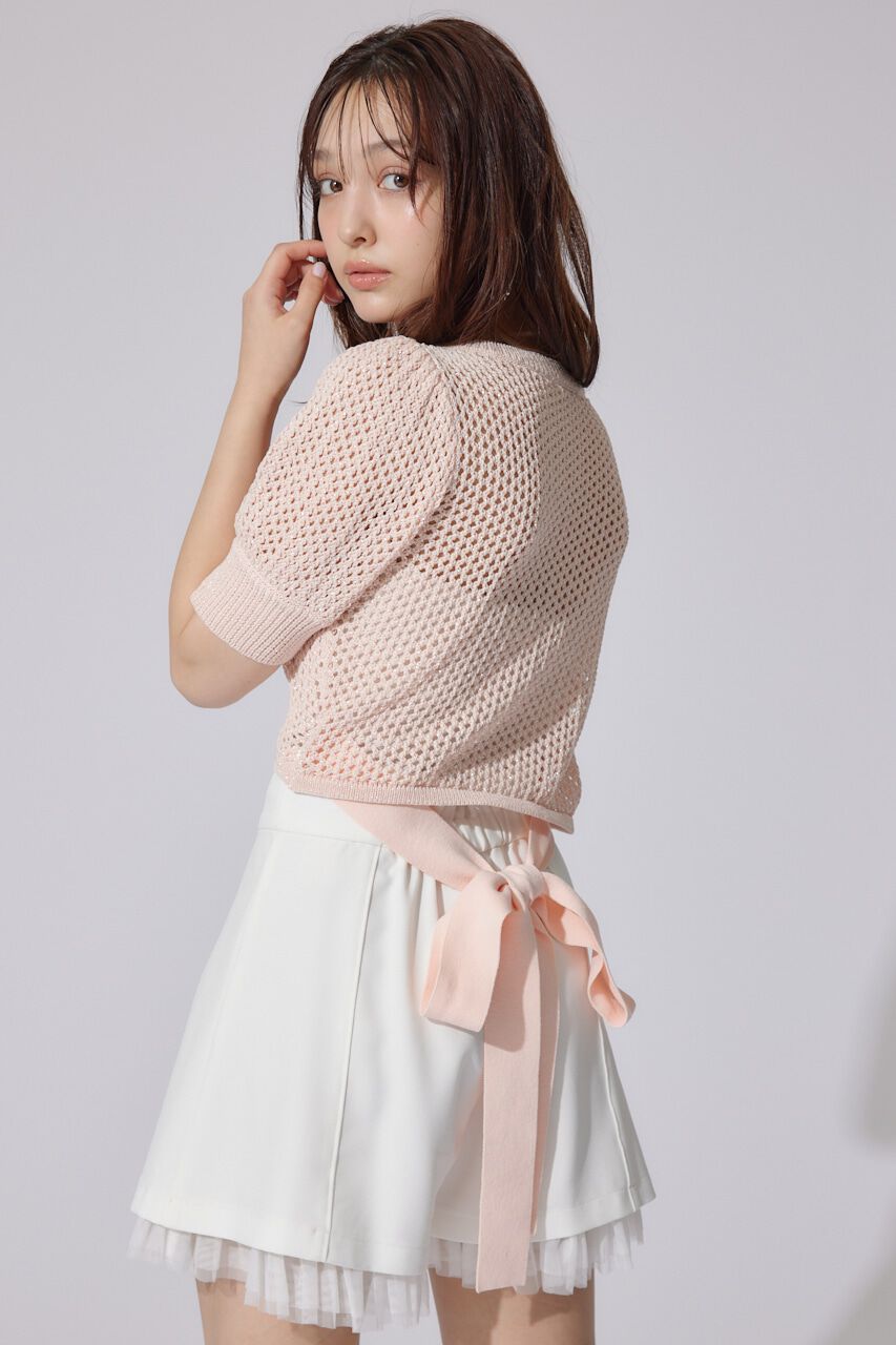 rienda「メッシュロゴショートニットトップス」|ニット・セーター|