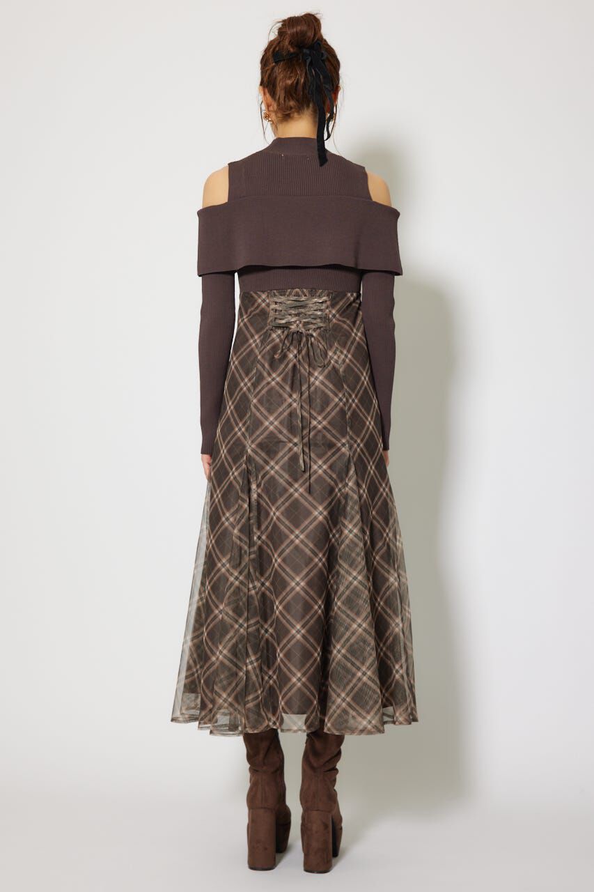 rienda「ドッキングオフショルニットフレアワンピース」|ワンピース|