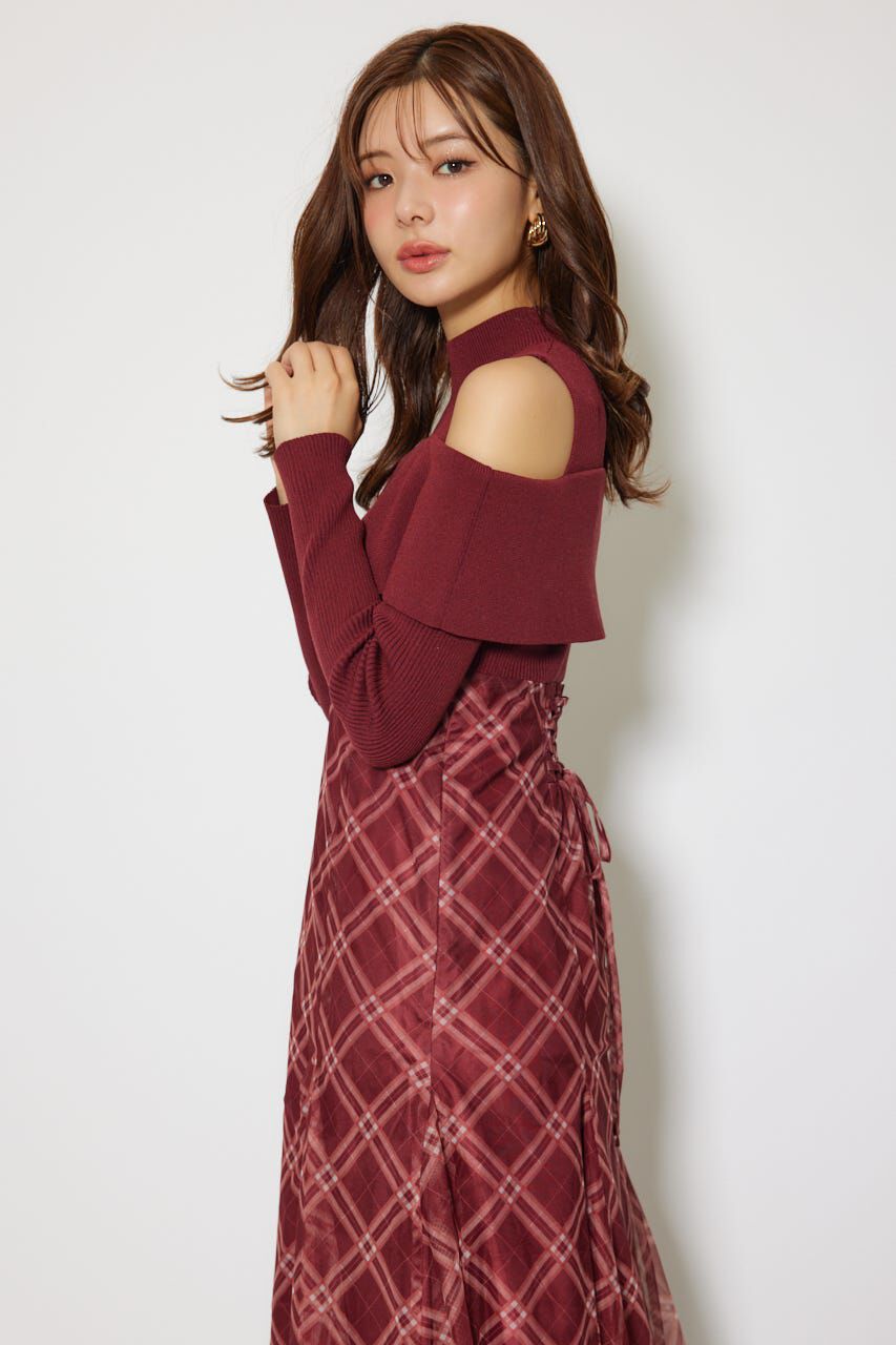 rienda「ドッキングオフショルニットフレアワンピース」|ワンピース|