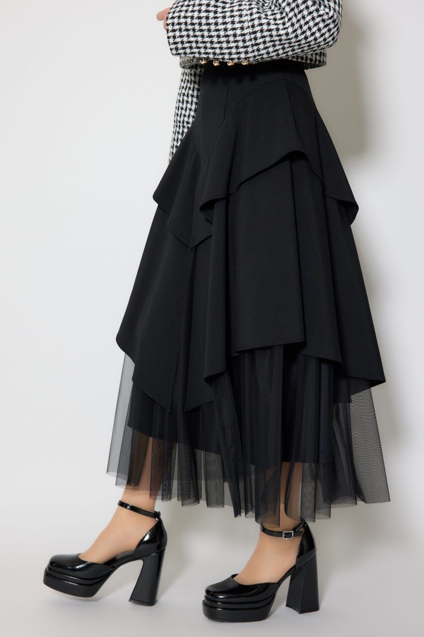 rienda「チュールレイヤードラッフルジャストウエストスカート」|スカート|