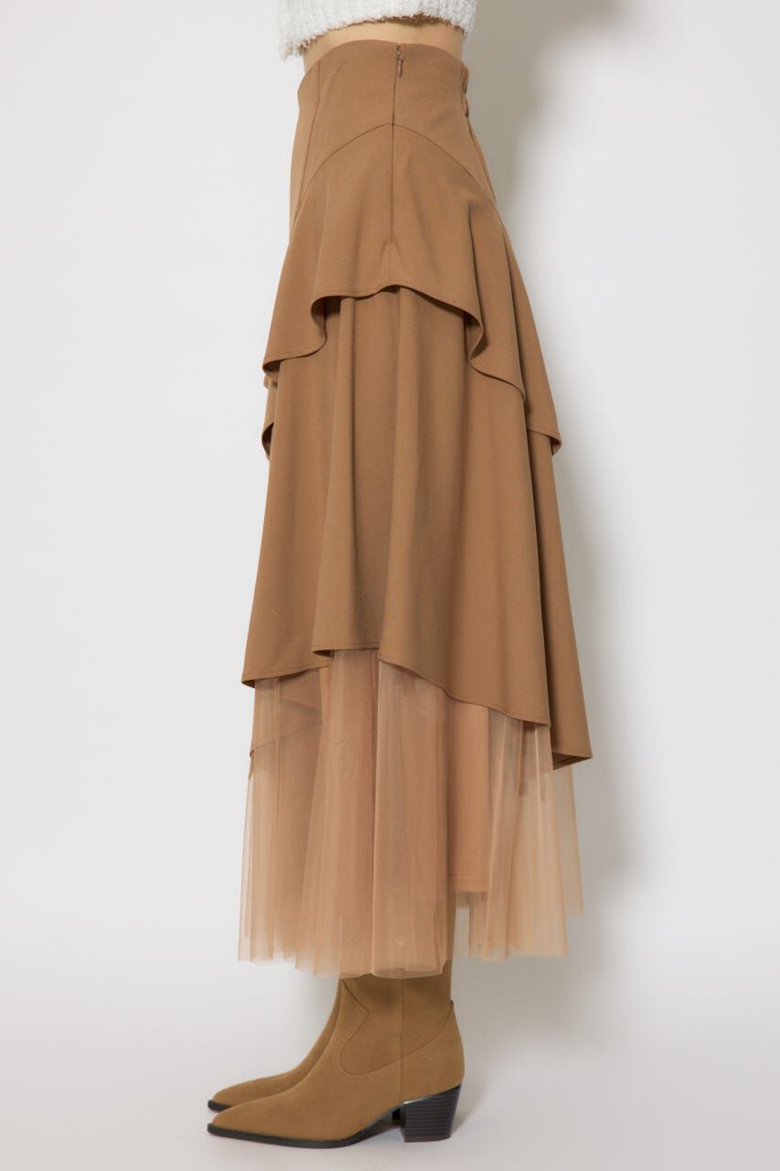 rienda「チュールレイヤードラッフルジャストウエストスカート」|スカート|