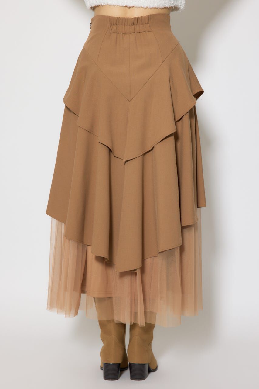 rienda「チュールレイヤードラッフルジャストウエストスカート」|スカート|