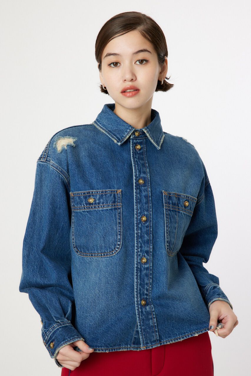 RODEO CROWNS「ダメージデニムシャツ」|シャツ・ブラウス|BLU