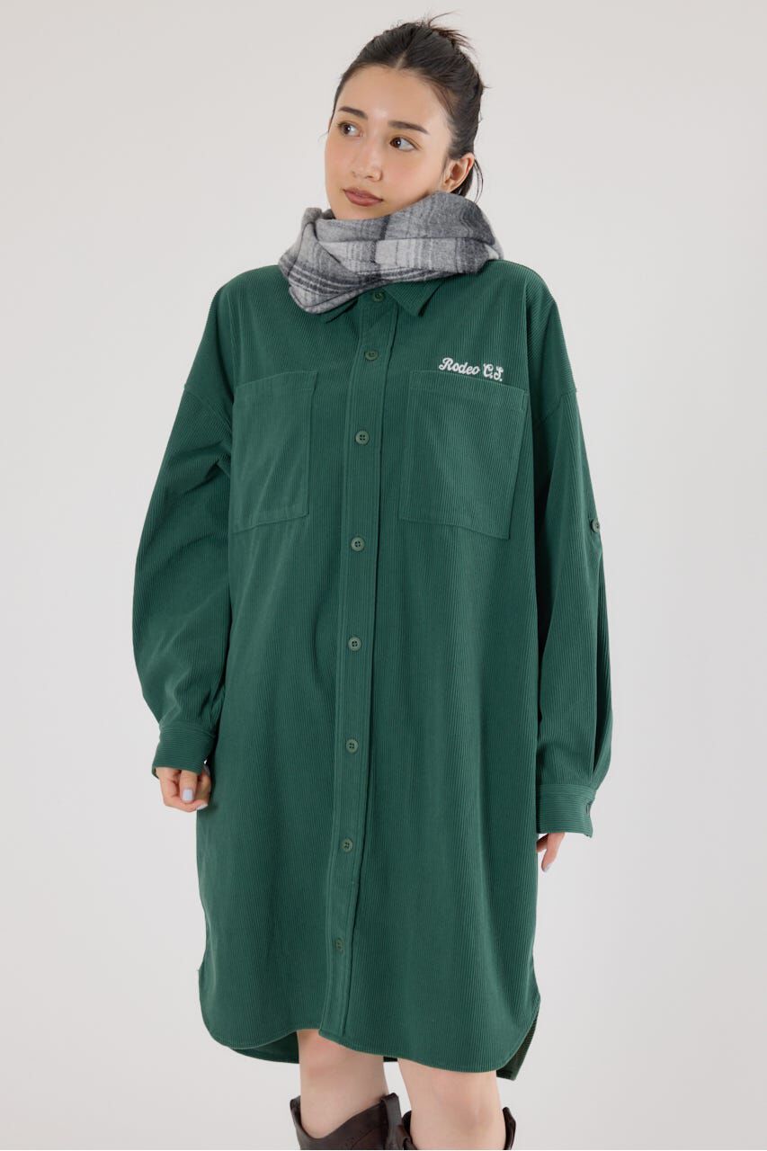 RODEO CROWNS「フード付きコーデュロイシャツワンピース」|ワンピース|