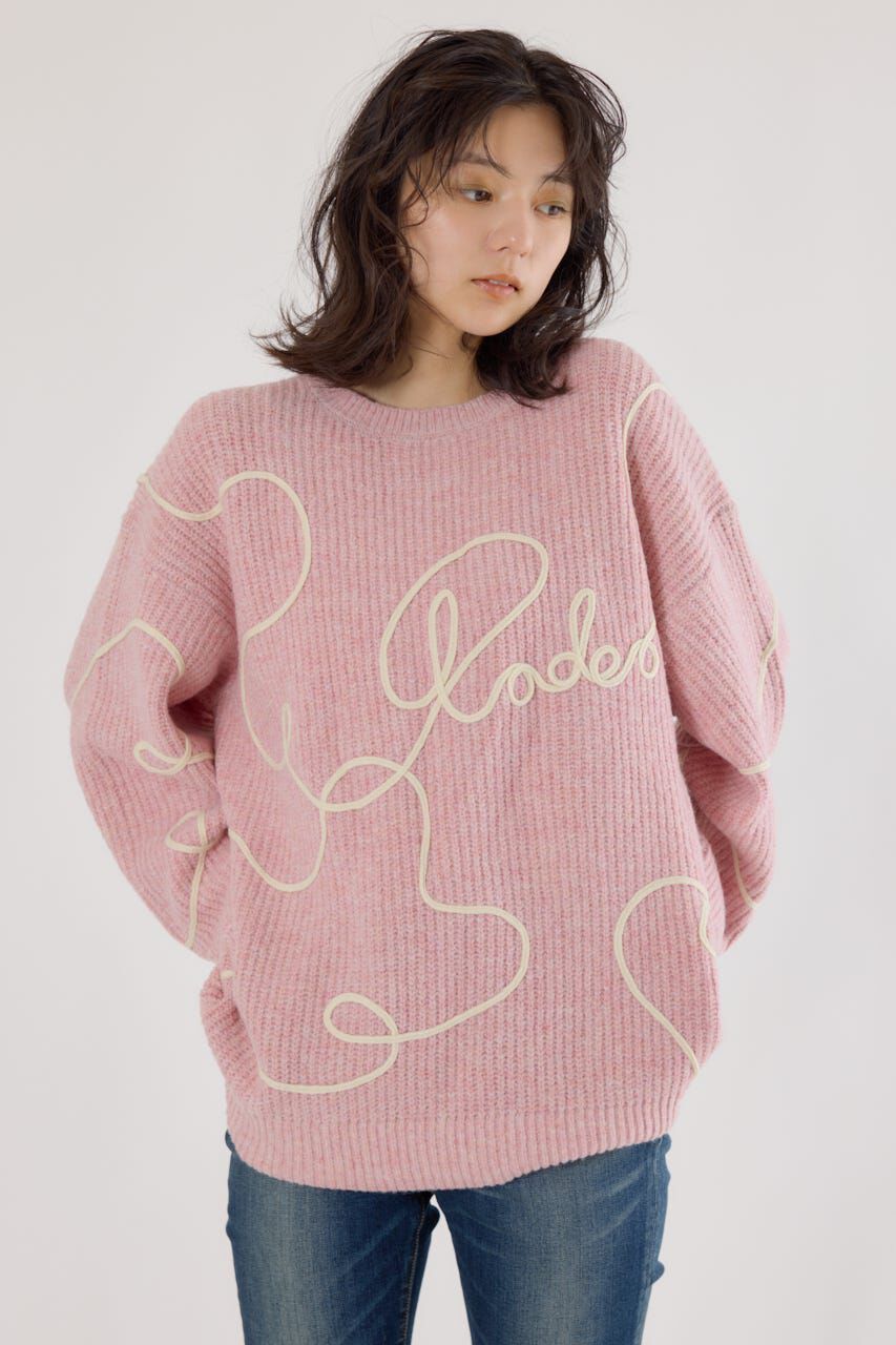 RODEO CROWNS「Embroideryラインロゴニットトップス」|ニット・セーター|L/PNK1