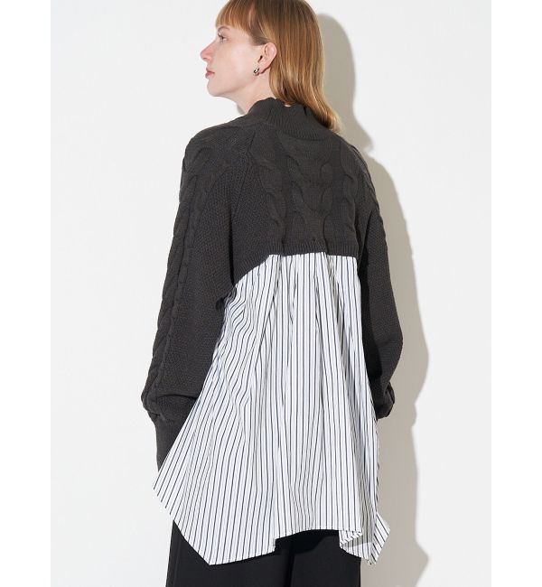 ELENDEEK「ASYMMETRY DOCKING KT」|ニット・セーター|グレー