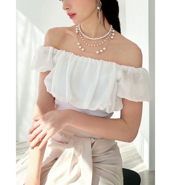 RESEXXY「シアードッキングオフショルトップス」|Tシャツ・カットソー|ホワイト