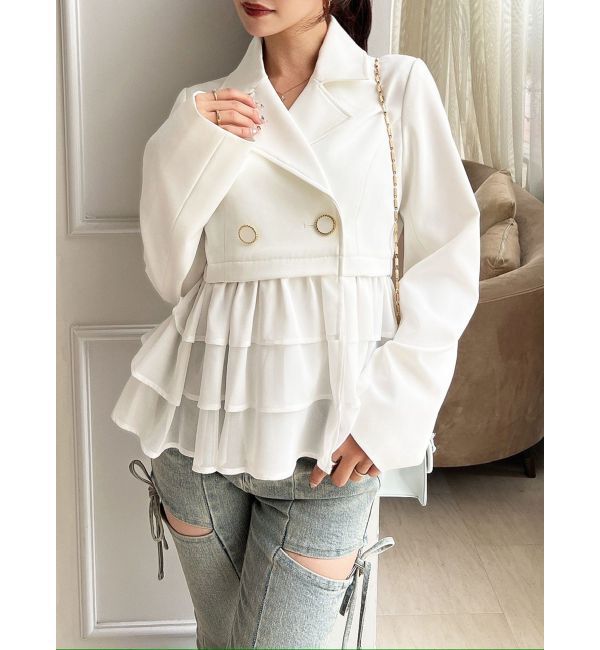 RESEXXY「ドッキングフリルミディジャケット」|その他|アイボリー