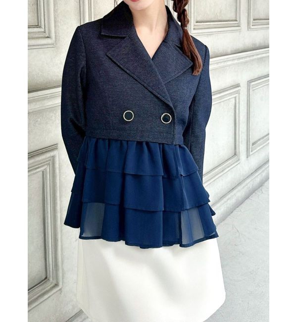 RESEXXY「ドッキングフリルミディジャケット」|その他|ネイビー