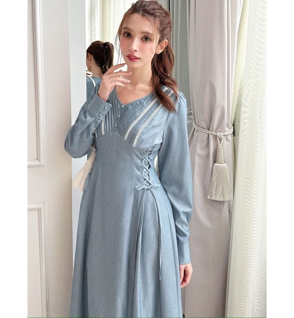 RESEXXY「バイカラーピンタックフレアワンピース」|ワンピース|