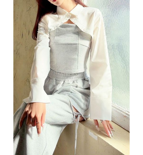 RESEXXY「シャツドッキングトップス【セットアップ着用可能】」|Tシャツ・カットソー|グレー