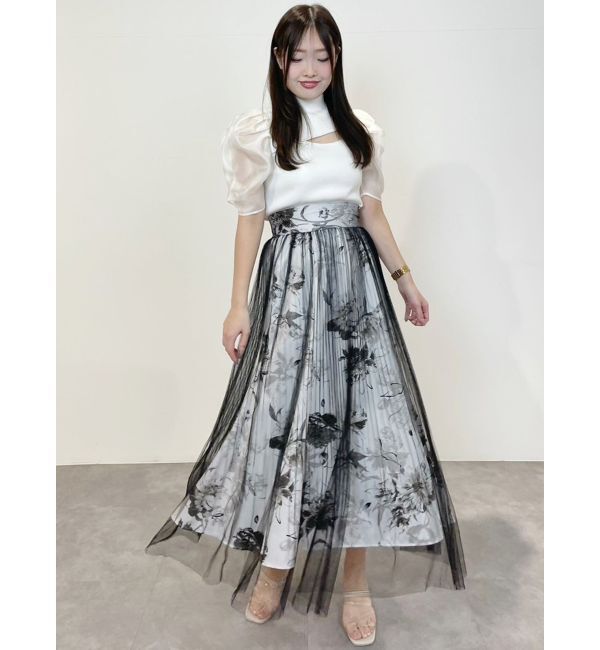 MERCURYDUO「2WAY異素材パフスリーブカットアウトニット」|ニット・セーター|