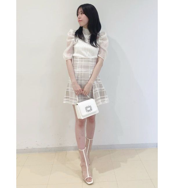 MERCURYDUO「2WAY異素材パフスリーブカットアウトニット」|ニット・セーター|