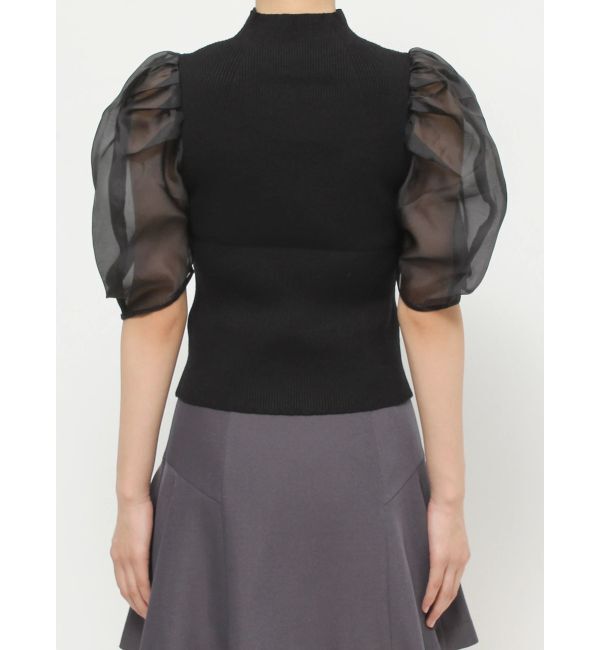MERCURYDUO「2WAY異素材パフスリーブカットアウトニット」|ニット・セーター|