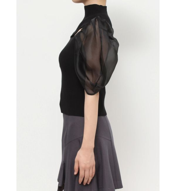 MERCURYDUO「2WAY異素材パフスリーブカットアウトニット」|ニット・セーター|