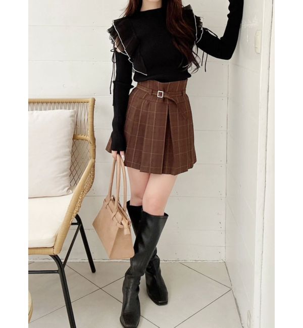 MERCURYDUO「ベルト付きチェックプリーツミニスカパン」|その他|