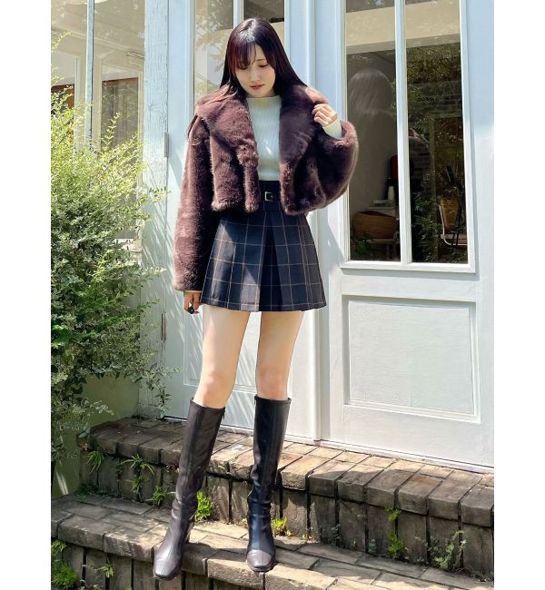 MERCURYDUO「テーラードカラーフェイクファーショートコート」|その他|