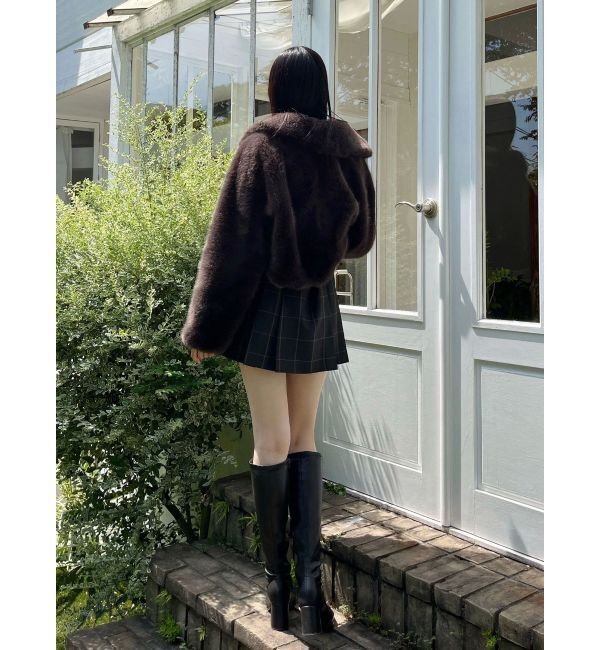 MERCURYDUO「テーラードカラーフェイクファーショートコート」|その他|