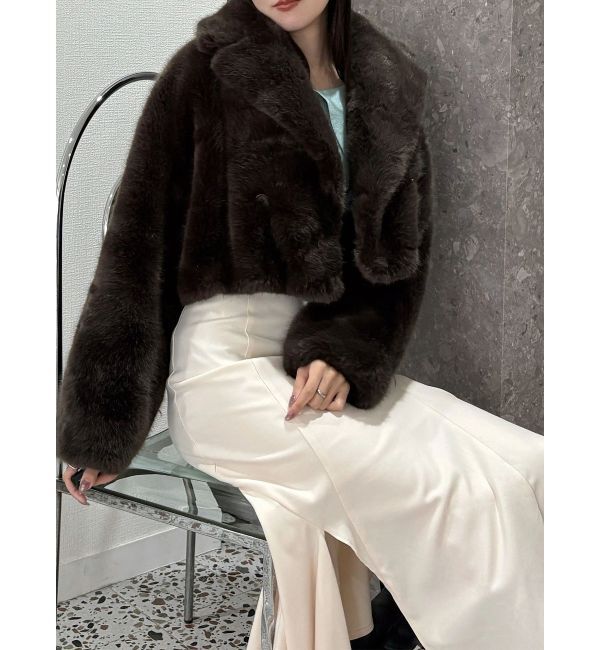 MERCURYDUO「テーラードカラーフェイクファーショートコート」|その他|