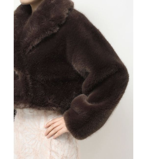 MERCURYDUO「テーラードカラーフェイクファーショートコート」|その他|