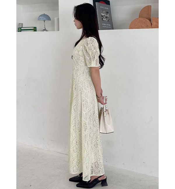 MERCURYDUO「レースパイピングロングワンピース」|ワンピース|