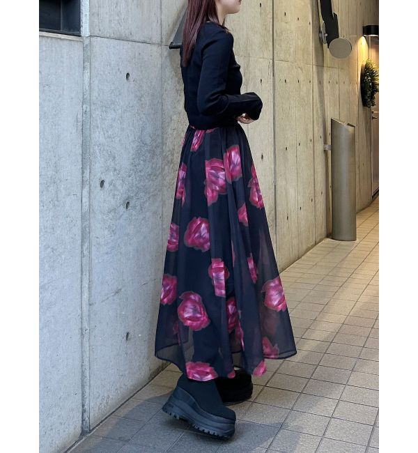 MURUA「ニュアンスフラワープリントスカート」|スカート|