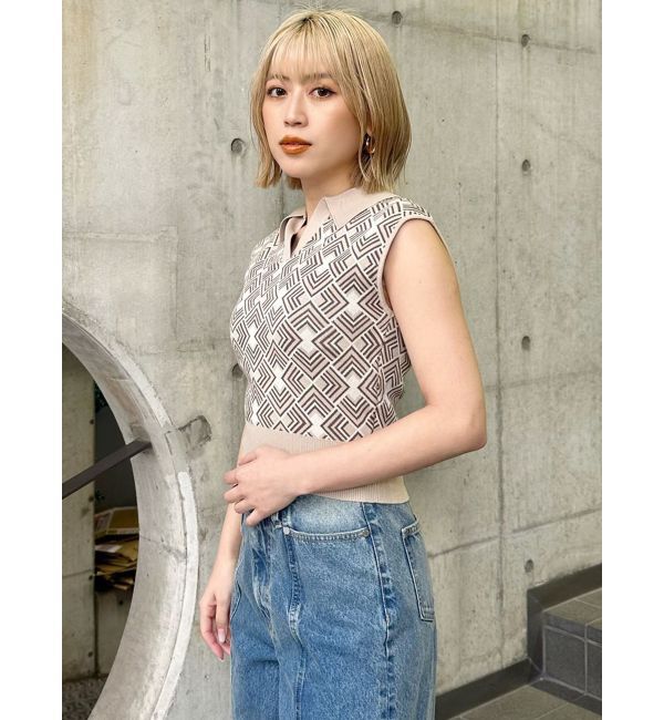 MURUA「ジオメトリックニットタンク」|タンクトップ|