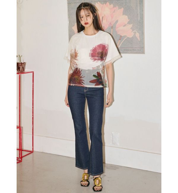 MURUA「【MURUA&times;STAYFLOWER】チュールドッキングフラワーTシャツ」|Tシャツ・カットソー|