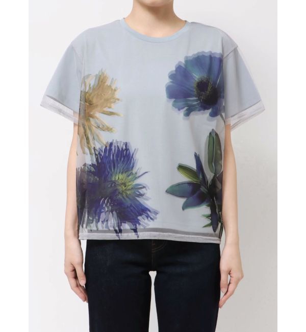 MURUA「【MURUA&times;STAYFLOWER】チュールドッキングフラワーTシャツ」|Tシャツ・カットソー|