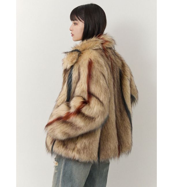 MURUA「フェイクファーラインジャガードコート」|ステンカラーコート|