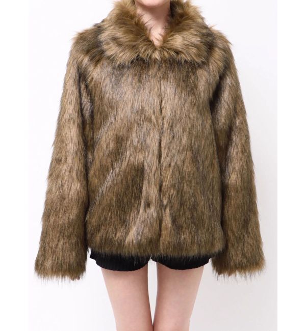 MURUA「フェイクファーラインジャガードコート」|ステンカラーコート|