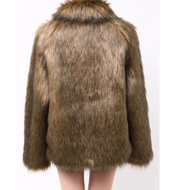 MURUA「フェイクファーラインジャガードコート」|ステンカラーコート|