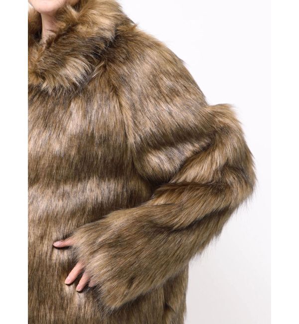 MURUA「フェイクファーラインジャガードコート」|ステンカラーコート|