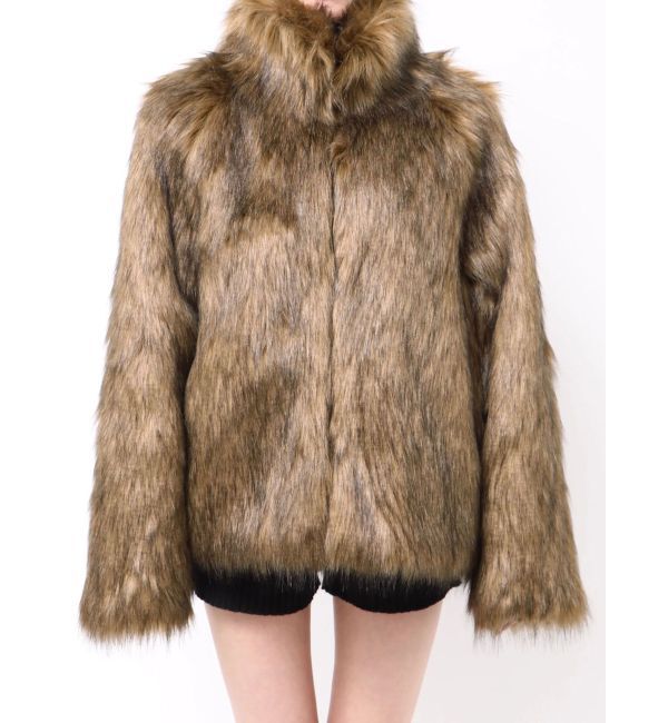 MURUA「フェイクファーラインジャガードコート」|ステンカラーコート|